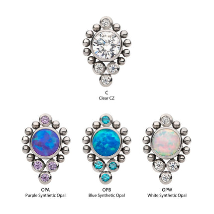 Invictus Titanium Threadless Bezel Set Gem/Opal Beaded Cluster Top