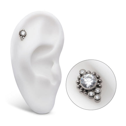 Invictus Titanium Threadless Bezel Set Gem/Opal Beaded Cluster Top