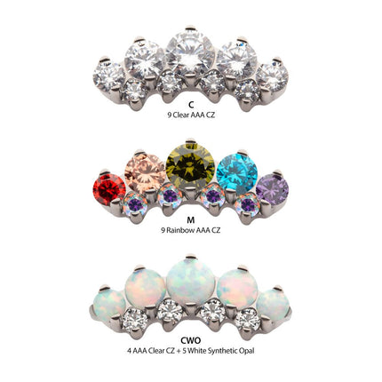 Invictus Titanium Threadless Prong Set Round CZ/Opal Terraced Cluster Top