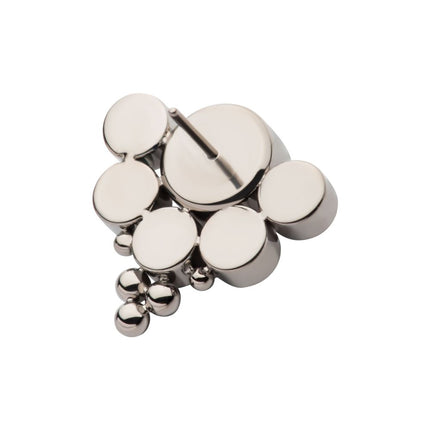 Invictus Titanium Threadless Tri-bead end with 5mm & 3mm Bezel Set AAA Clear CZ Cluster Top