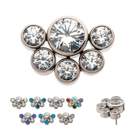 Invictus Titanium Threadless with 4mm & 2.5mm Bezel Set AAA CZ/Opal Cluster Top