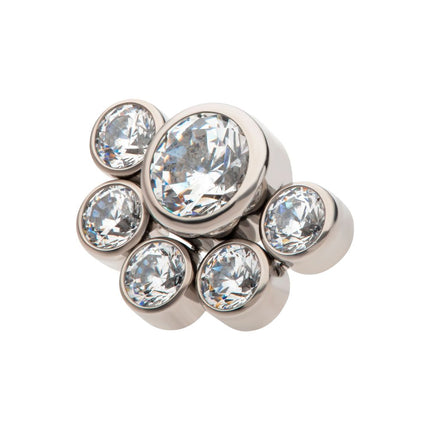 Invictus Titanium Threadless with 4mm & 2.5mm Bezel Set AAA CZ/Opal Cluster Top