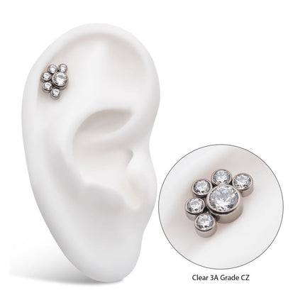 Invictus Titanium Threadless with 4mm & 2.5mm Bezel Set AAA CZ/Opal Cluster Top