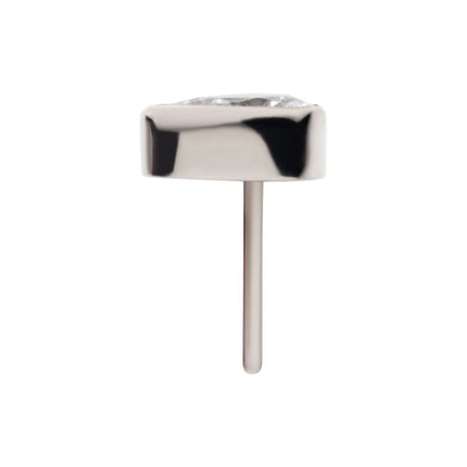 Invictus Titanium Threadless with Bezel Set CZ Pear-Shaped Top