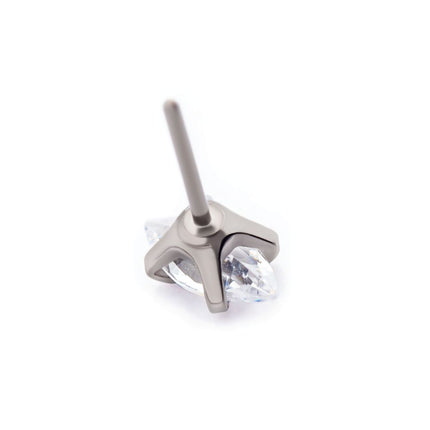 Invictus Titanium Threadless with Prong Set Marquise Clear AAA CZ Top