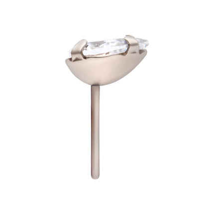 Invictus Titanium Threadless with 4-Prong Set CZ Pear-Shaped Top