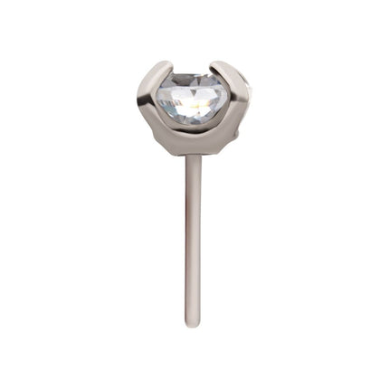 Invictus Titanium Threadless with 4-Prong Set CZ Heart Shape Top