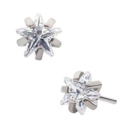 Invictus Titanium Threadless with Prong Set CZ Star Shape Top
