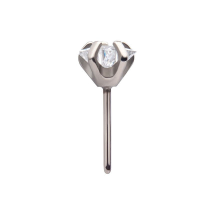 Invictus Titanium Threadless with Prong Set CZ Star Shape Top