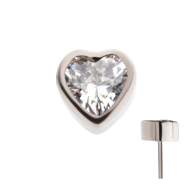 Invictus Titanium Threadless with Bezel Set CZ Heart Shape Top
