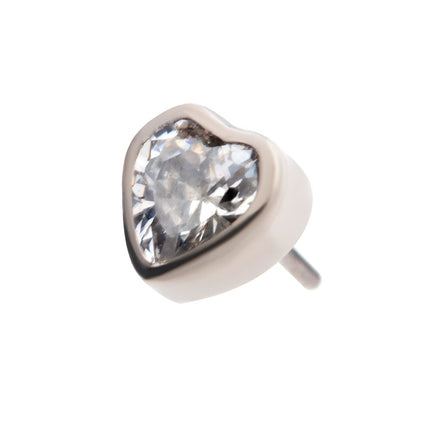 Invictus Titanium Threadless with Bezel Set CZ Heart Shape Top