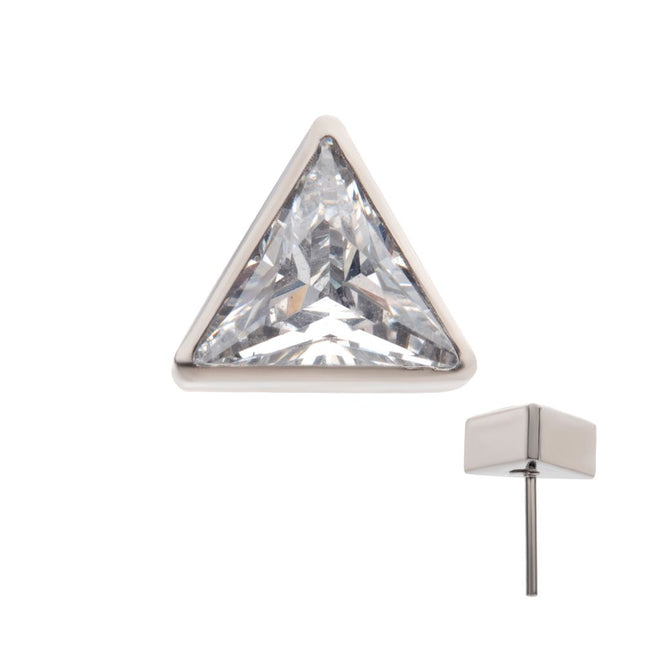 Invictus Titanium Threadless with Bezel Set CZ Triangular Shape Top