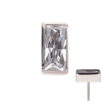 Invictus Titanium Threadless with Bezel Set CZ Rectangular Shape Top