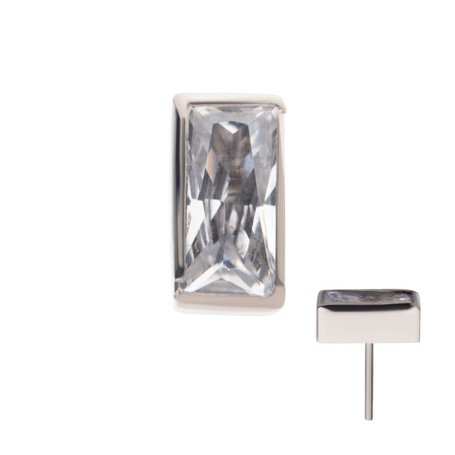 Invictus Titanium Threadless with Bezel Set CZ Rectangular Shape Top