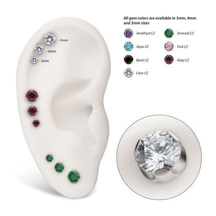 Invictus Titanium Threadless Semi-Bezel Set Gem Top