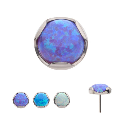 Invictus Titanium Threadless with Prong Set Semi-Bezel Opal Low Profile Top
