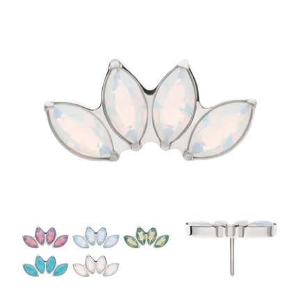 Invictus Titanium Threadless 4-Cluster Marquise Opalite Top