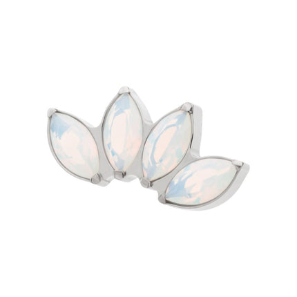 Invictus Titanium Threadless 4-Cluster Marquise Opalite Top