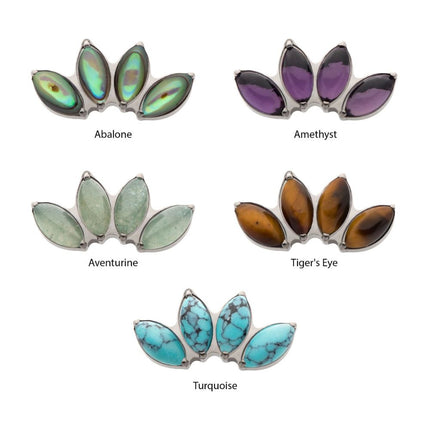 Invictus Titanium Threadless with Prong Set 4-Cluster Marquise Stones Fan Shape Top