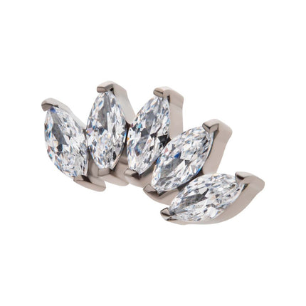 Invictus Titanium Threadless with Prong Set Marquise CZ 5-Cluster Top