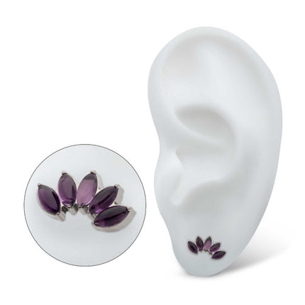 Invictus Titanium Threadless with Prong Set 5-Cluster Marquise Stones Fan Shape Top
