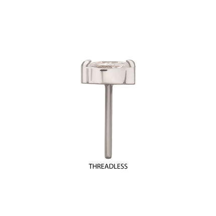 Invictus Titanium Threadless Double V-Prong 3mm Marquise Gem Top
