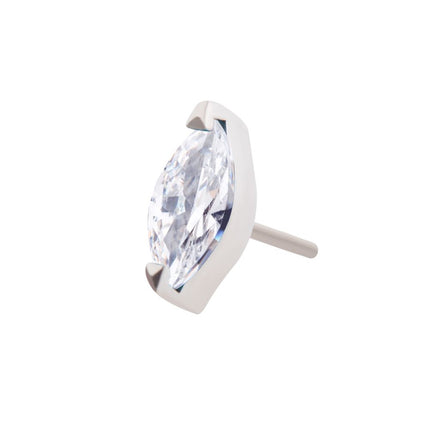 Invictus Titanium Threadless with 2-Prong Marquise CZ Top