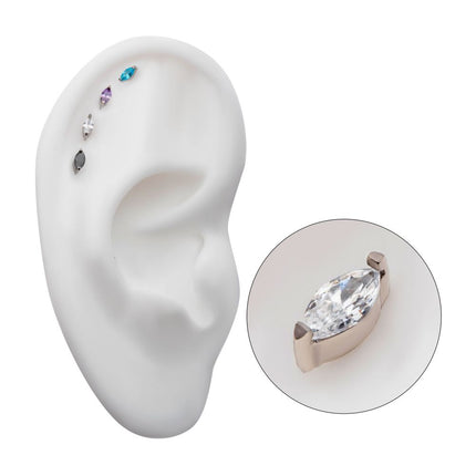 Invictus Titanium Threadless with 2-Prong Marquise CZ Top