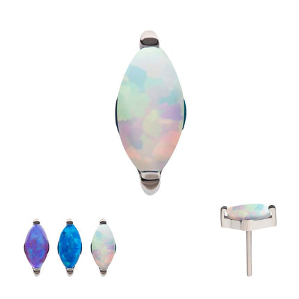 Invictus Titanium Threadless with 2-Prong Marquise Opal Top