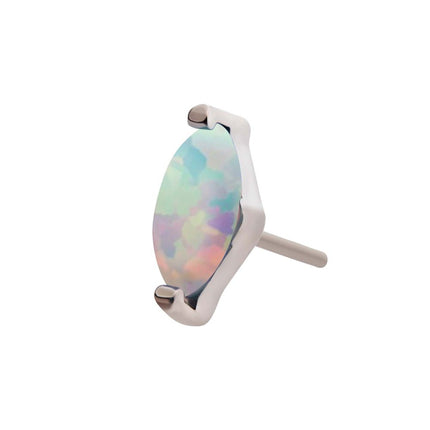 Invictus Titanium Threadless with 2-Prong Marquise Opal Top