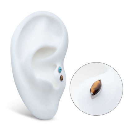 Invictus Titanium Threadless with 2-Prong Marquise Stone Top