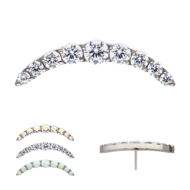 Invictus Titanium Threadless Prong Set Round CZ/Opal 9-Cluster Top