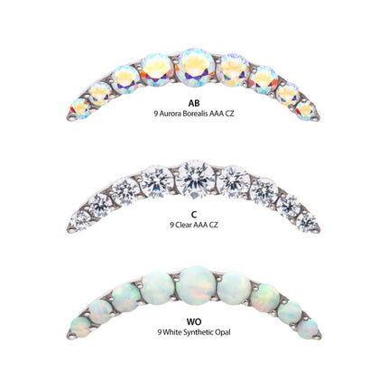 Invictus Titanium Threadless Prong Set Round CZ/Opal 9-Cluster Top