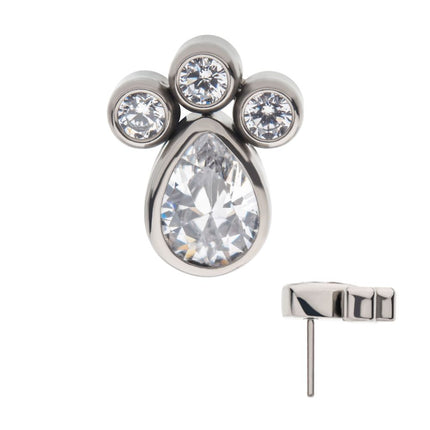 Invictus Titanium Threadless with Clustered Bezel Set Teardrop & Round CZ Top