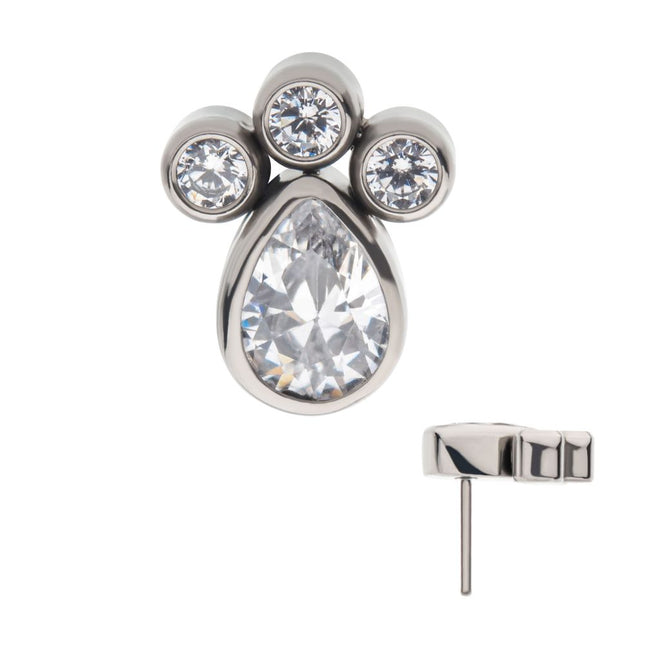 Invictus Titanium Threadless with Clustered Bezel Set Teardrop & Round CZ Top