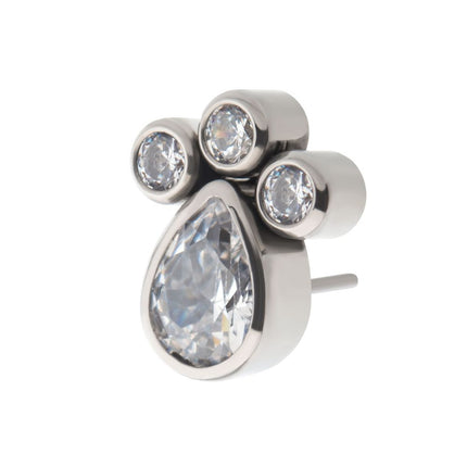 Invictus Titanium Threadless with Clustered Bezel Set Teardrop & Round CZ Top