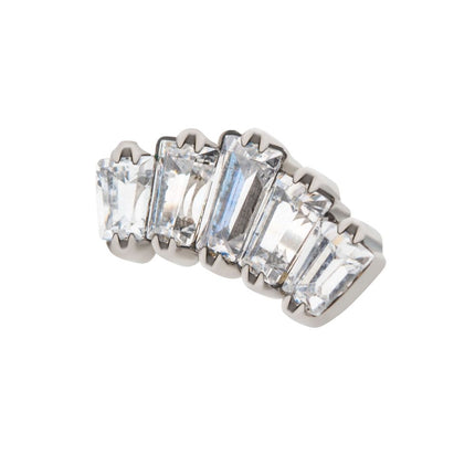 Invictus Titanium Threadless with Prong Set Trapezoid CZ 5-Cluster Top