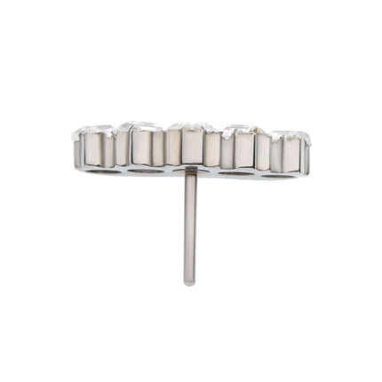 Invictus Titanium Threadless with Prong Set Trapezoid CZ 5-Cluster Top