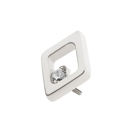 Invictus Titanium Threadless Rhombus Shape with Clear CZ Top
