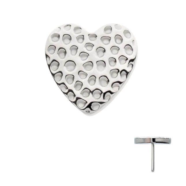 Invictus Titanium Threadless Hammered Heart Top