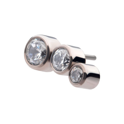 Invictus Titanium Threadless Bezel Set CZ/Opal Staggered 3-Cluster Top