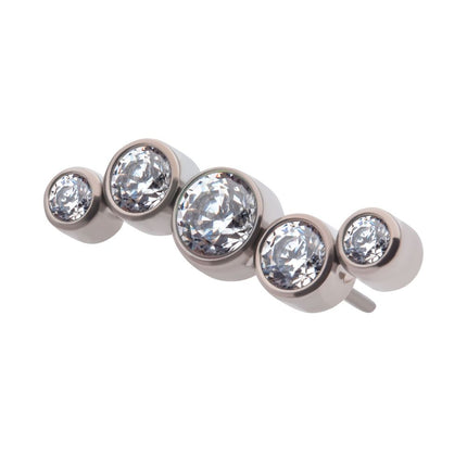 Invictus Titanium Threadless Bezel Set CZ/Opal Oscillating 5-Cluster Top