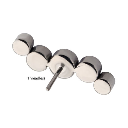 Invictus Titanium Threadless Bezel Set CZ/Opal Oscillating 5-Cluster Top