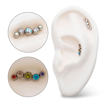 Invictus Titanium Threadless Bezel Set CZ/Opal Oscillating 5-Cluster Top
