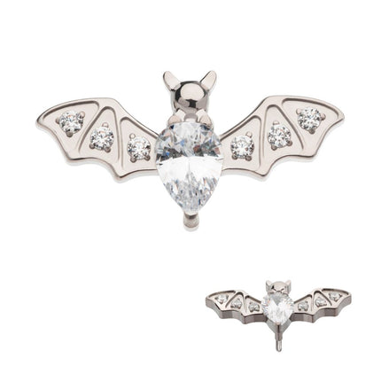 Invictus Titanium Threadless with Round & Teardrop CZ Flying Bat Top