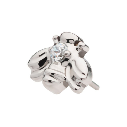 Invictus Titanium Threadless with Prong Set CZ Bee Top