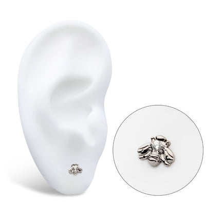 Invictus Titanium Threadless with Prong Set CZ Bee Top