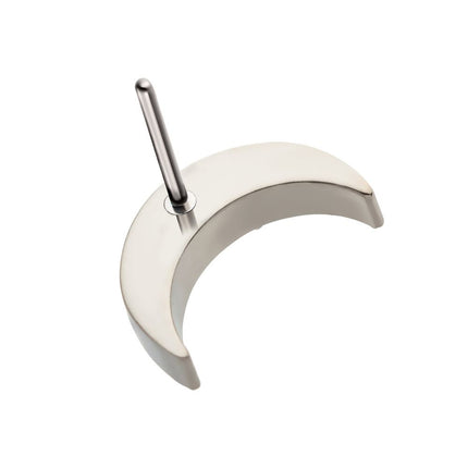 Invictus Titanium Threadless with Pave Set CZ Crescent Moon Top