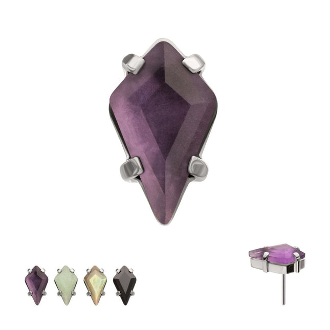 Invictus Titanium Threadless 4-Prong Kite Shape Stone Top
