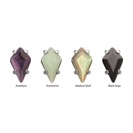 Invictus Titanium Threadless 4-Prong Kite Shape Stone Top